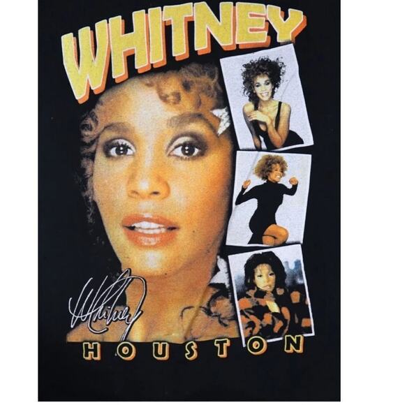Whitney Houston T-Shirt Black Crew Neck Photo Montage, Size 1X - Picture 4 of 6